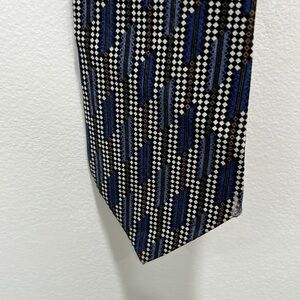 𝅺format Mens 100% Silk Blue White Neck Tie STANDARD Geometric Art Diamond